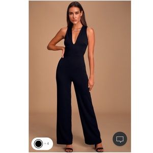 NWT Medium - Lulu’s “Thinking Out Loud Black Backless Jumpsuit.”